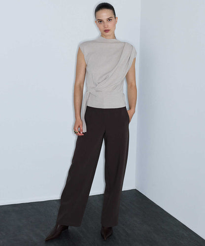 Asymmetric Tie-Waist Knit Vest