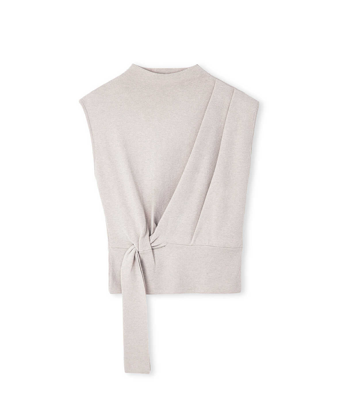 Zoomed Asymmetric Tie-Waist Knit Vest