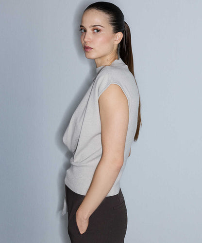 Asymmetric Tie-Waist Knit Vest