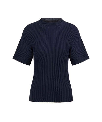 Textured Boat-Neck Knit Top