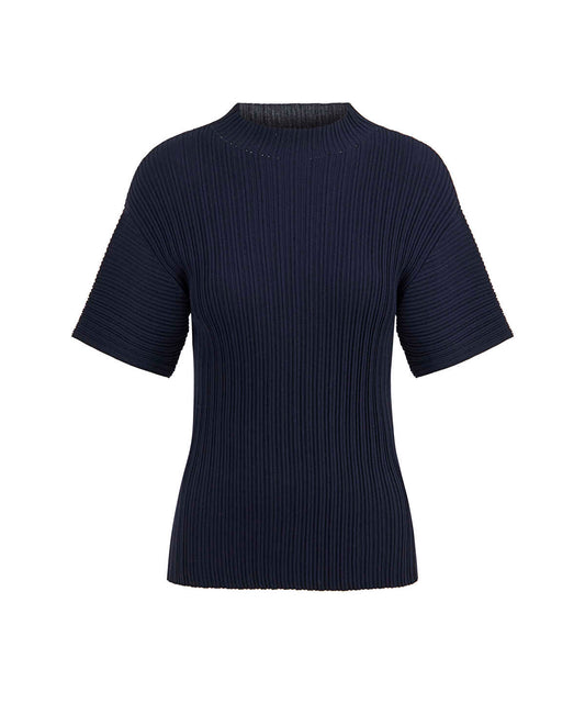 Textured Boat-Neck Knit Top