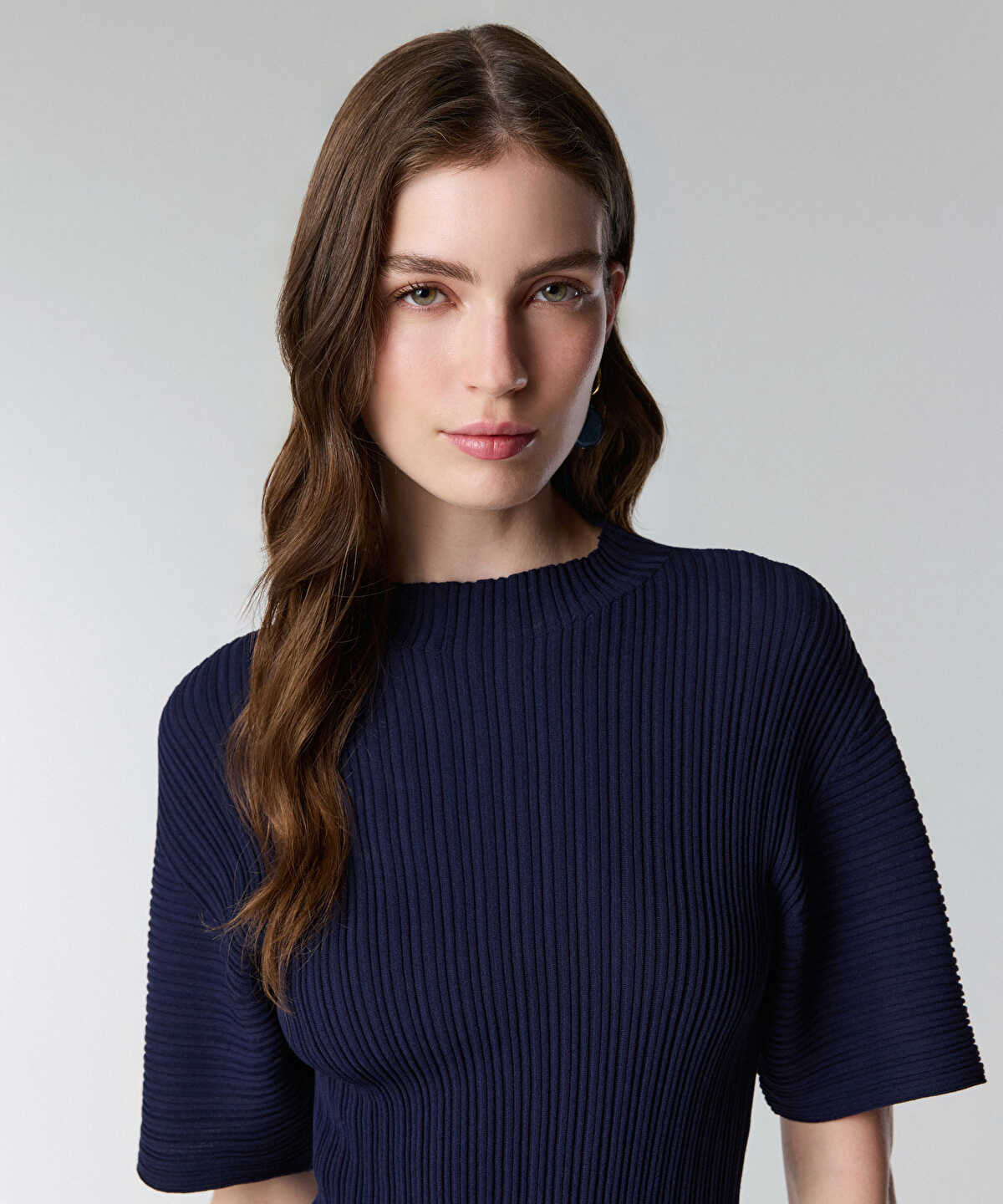 Textured Boat-Neck Knit Top