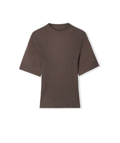 Textured Boat-Neck Knit Top