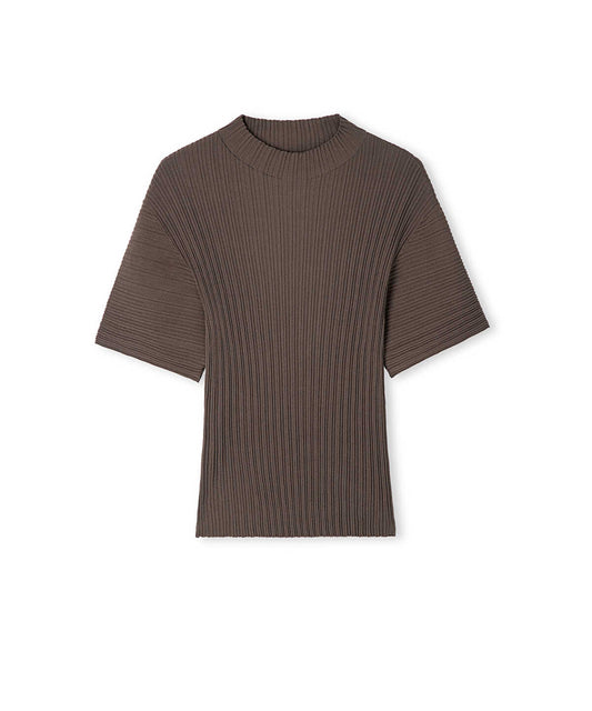 Textured Boat-Neck Knit Top