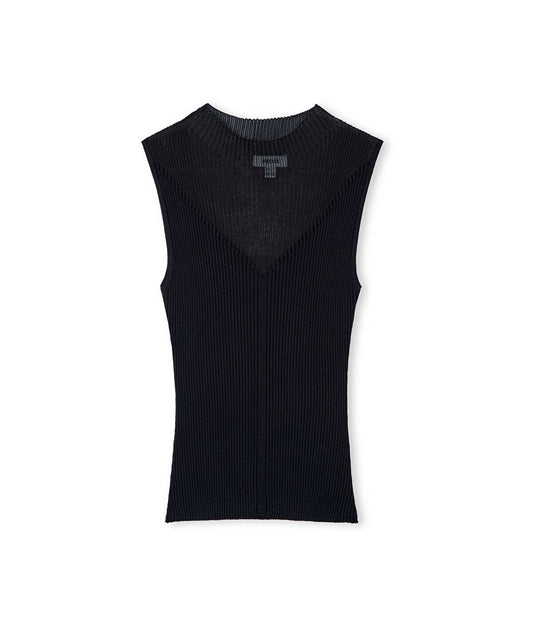 Slim-Fit Knit Top with Contrast Texture