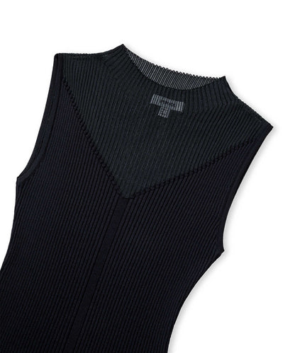 Slim-Fit Knit Top with Contrast Texture