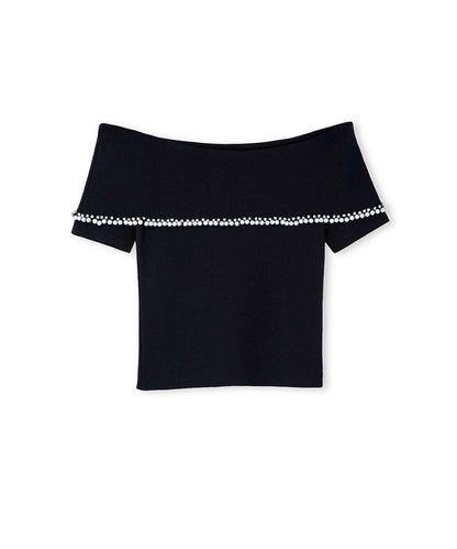 Embellished Off-Shoulder Knit Top