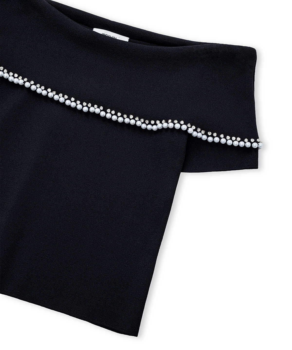Zoomed Embellished Off-Shoulder Knit Top