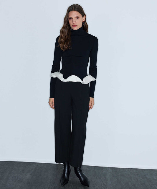 Color-Block Combination Knit Top