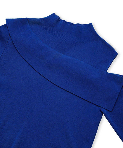 Asymmetric High-Neck Knit Top