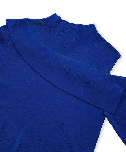 Asymmetric High-Neck Knit Top