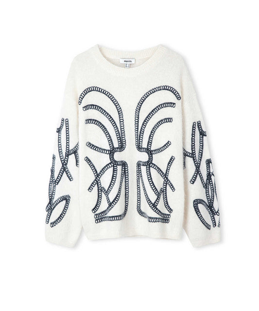 Embroidered Wool-Blend Sweater