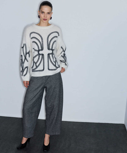 Embroidered Wool-Blend Sweater