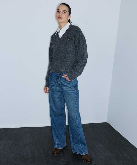 Layered-Effect Combination Sweater