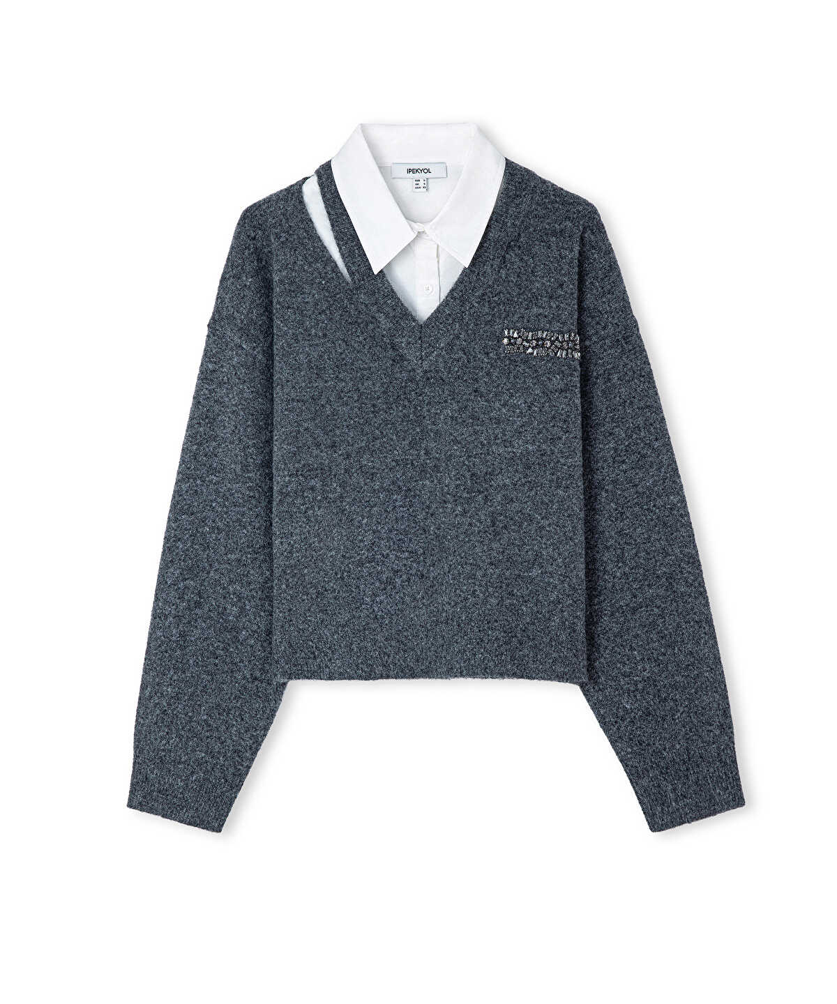 Zoomed Layered-Effect Combination Sweater
