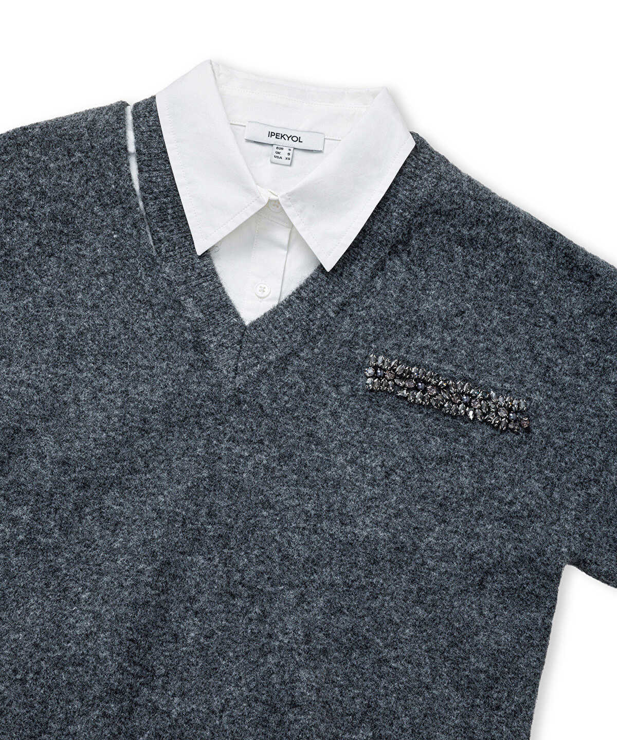 Zoomed Layered-Effect Combination Sweater