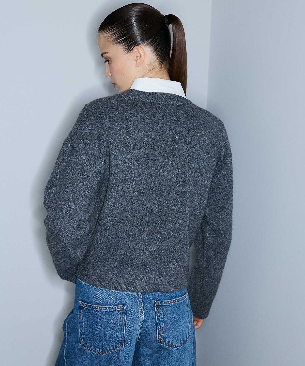 Zoomed Layered-Effect Combination Sweater