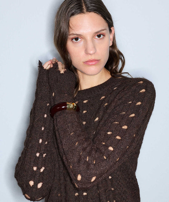 Raw Edge Sweater with Detachable Scarf