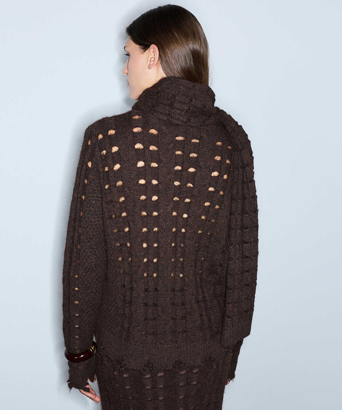 Raw Edge Sweater with Detachable Scarf