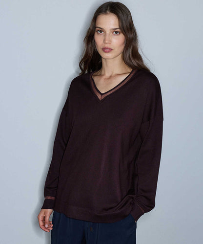 Knit Top with Tulle Trim