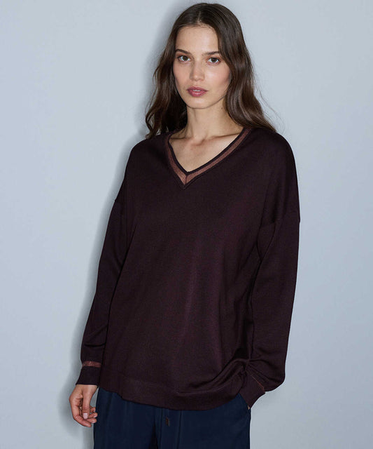 Knit Top with Tulle Trim