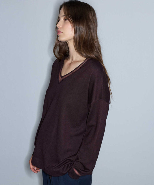 Knit Top with Tulle Trim