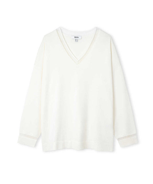 Knit Top with Tulle Trim
