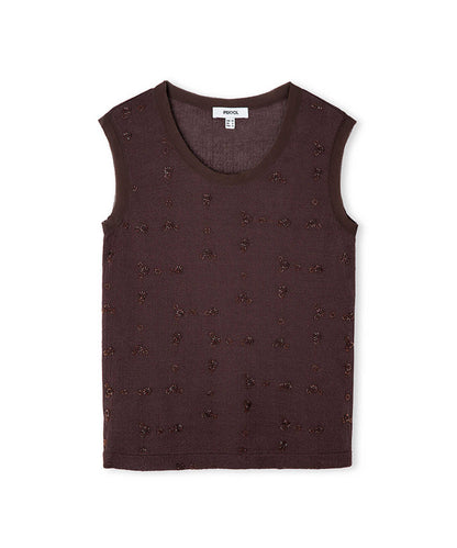 Embellished Combination Knit Top
