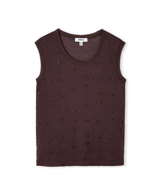 Embellished Combination Knit Top