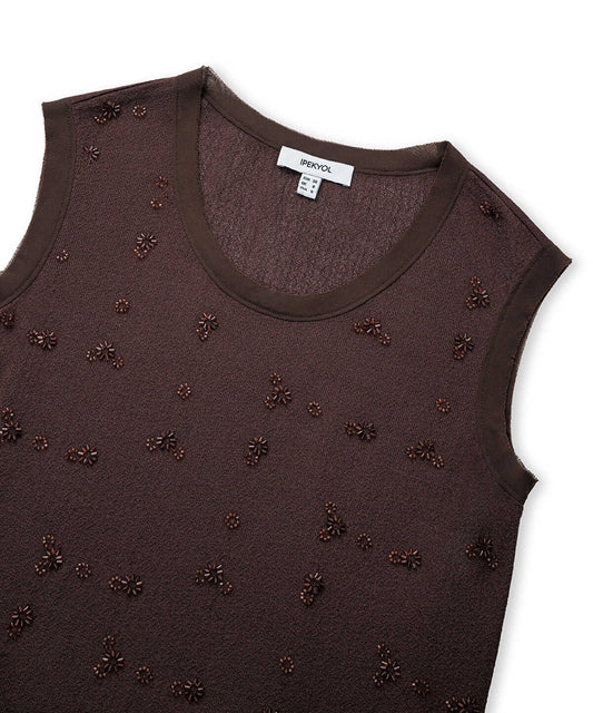 Embellished Combination Knit Top