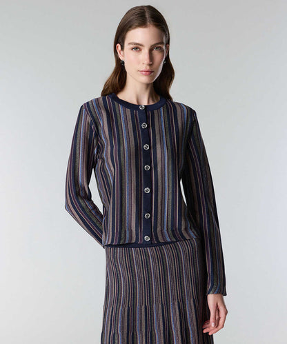 Color-Block Lurex Cardigan