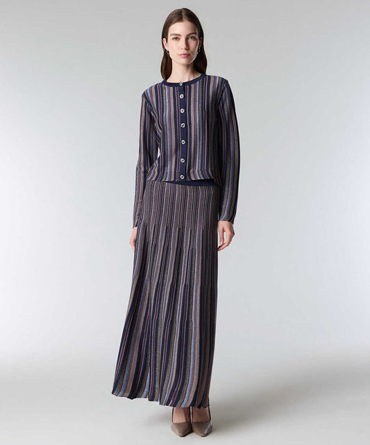 Color-Block Lurex Cardigan