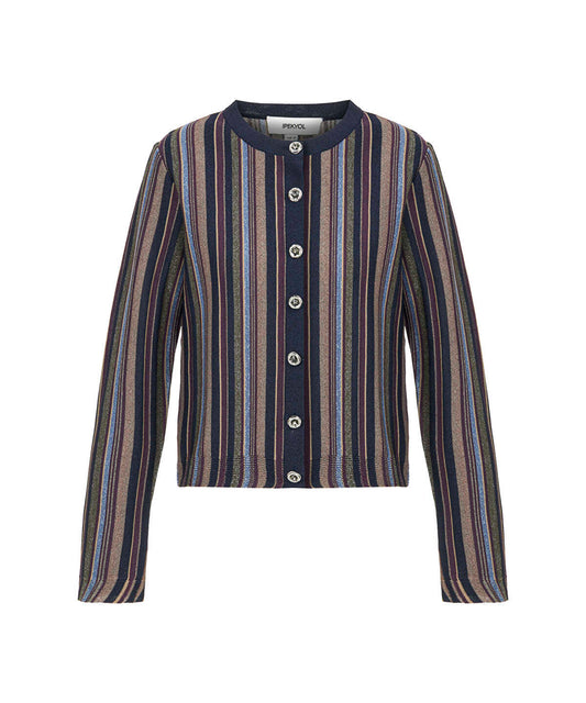 Color-Block Lurex Cardigan
