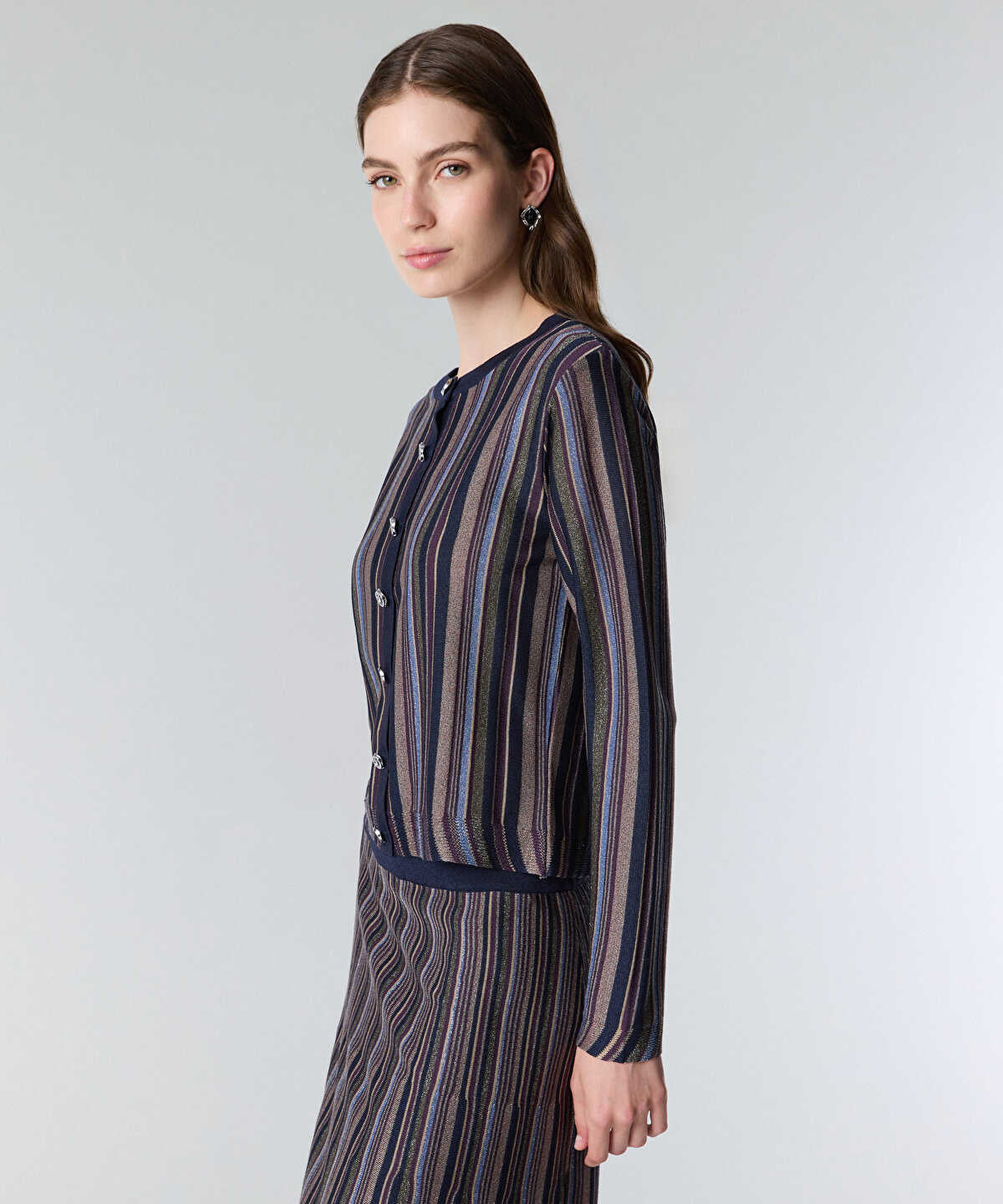 Zoomed Color-Block Lurex Cardigan