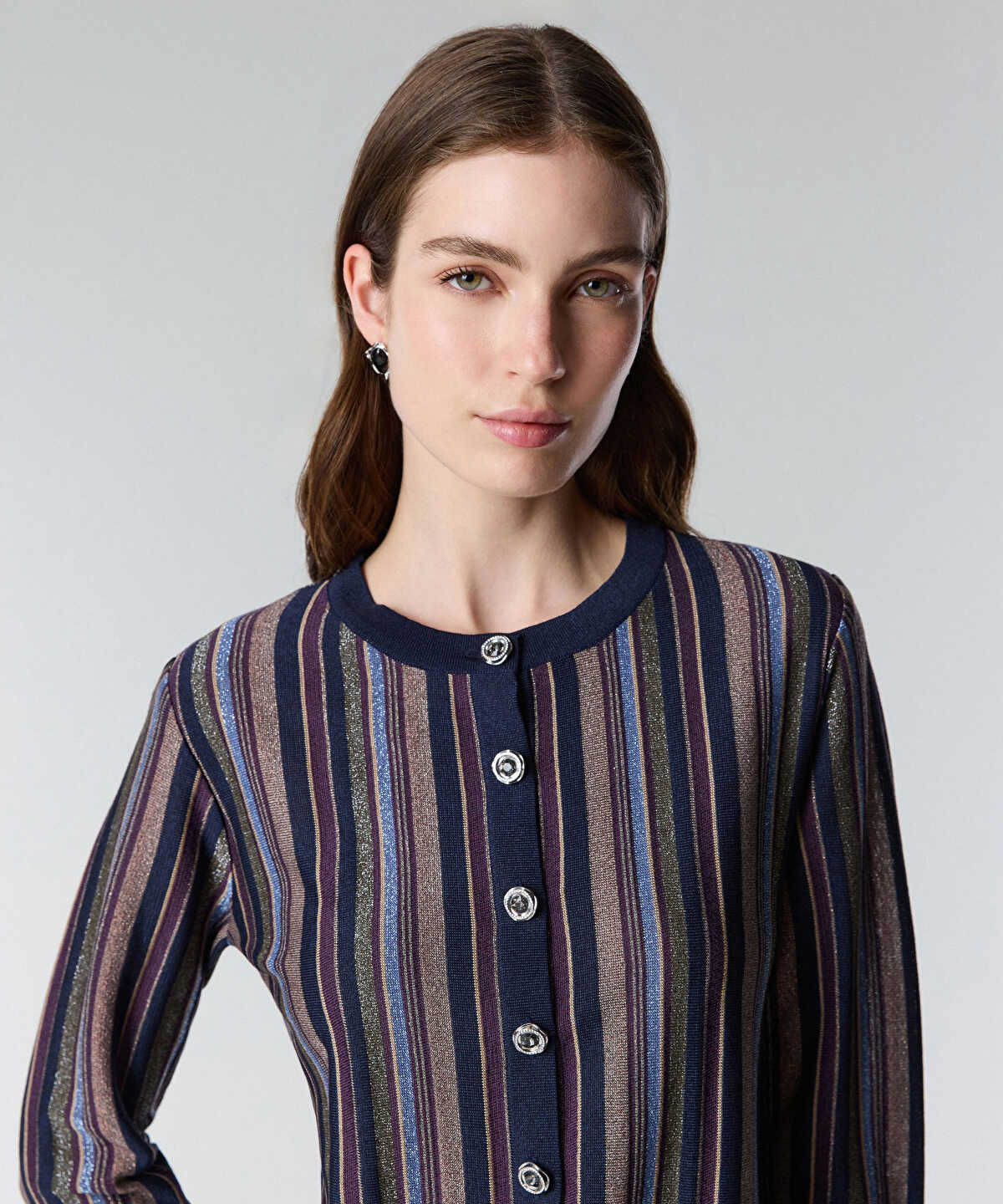 Zoomed Color-Block Lurex Cardigan