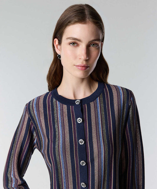 Color-Block Lurex Cardigan