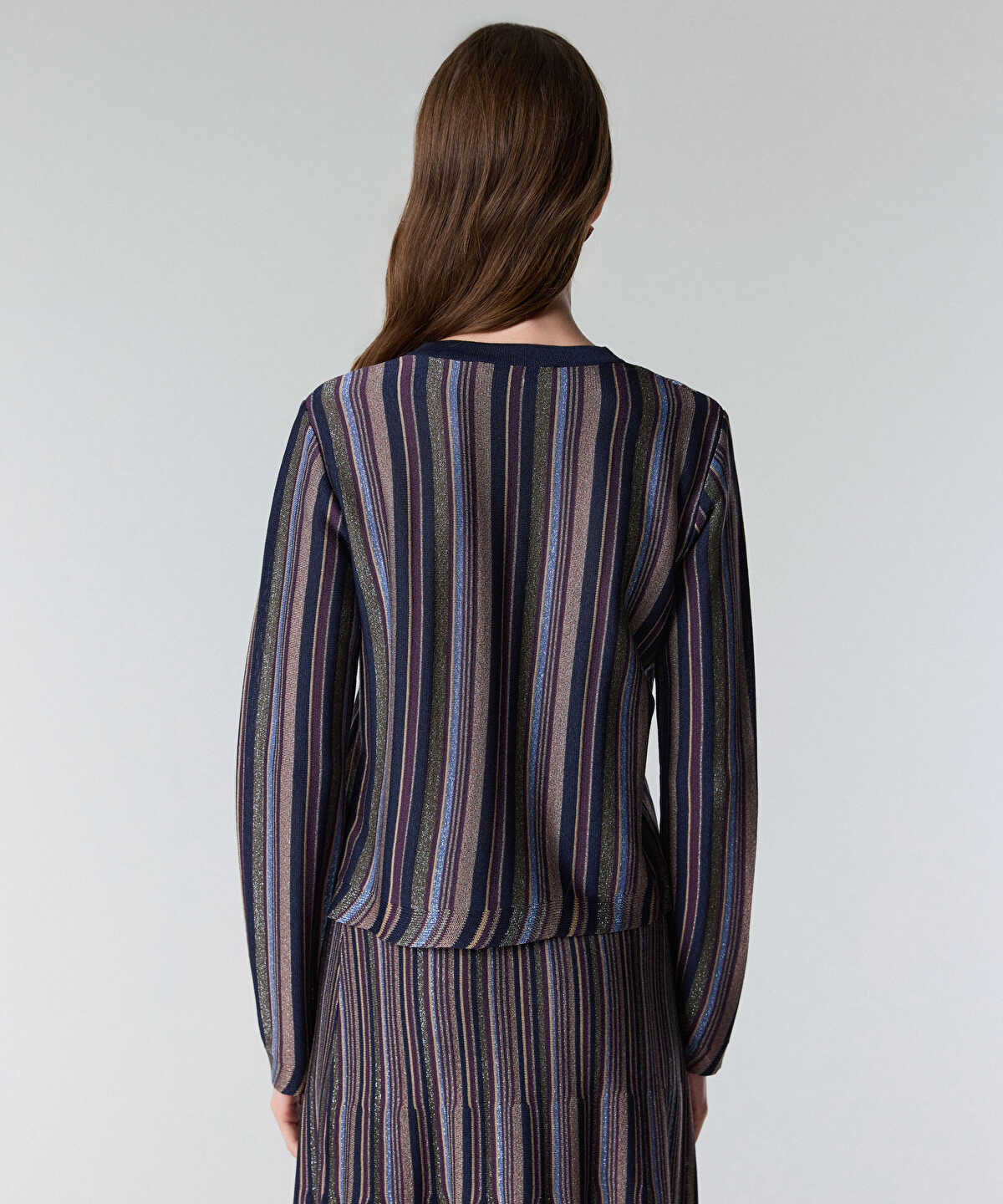 Zoomed Color-Block Lurex Cardigan