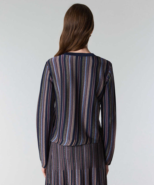 Color-Block Lurex Cardigan