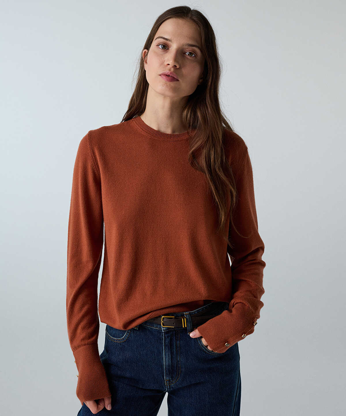 Zoomed Knit Top with Monogram Buttons