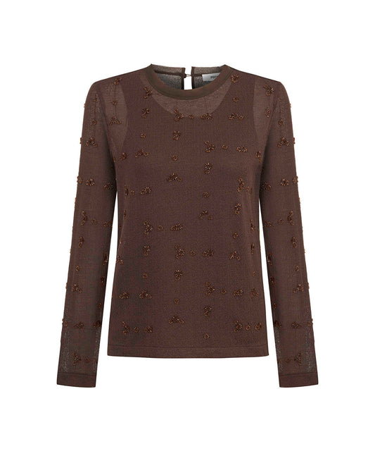 Embroidered Fine Knit Sweater