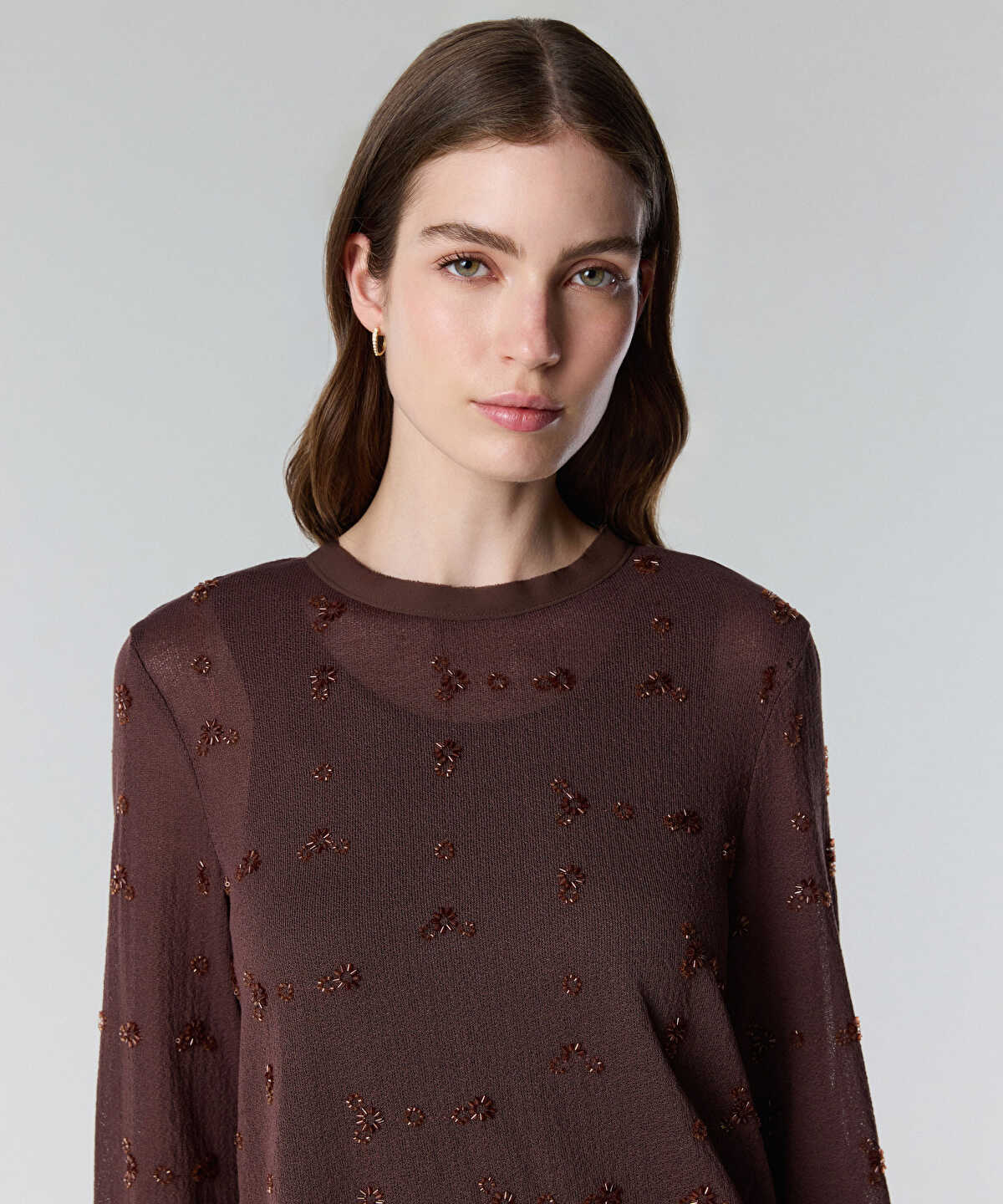 Embroidered Fine Knit Sweater
