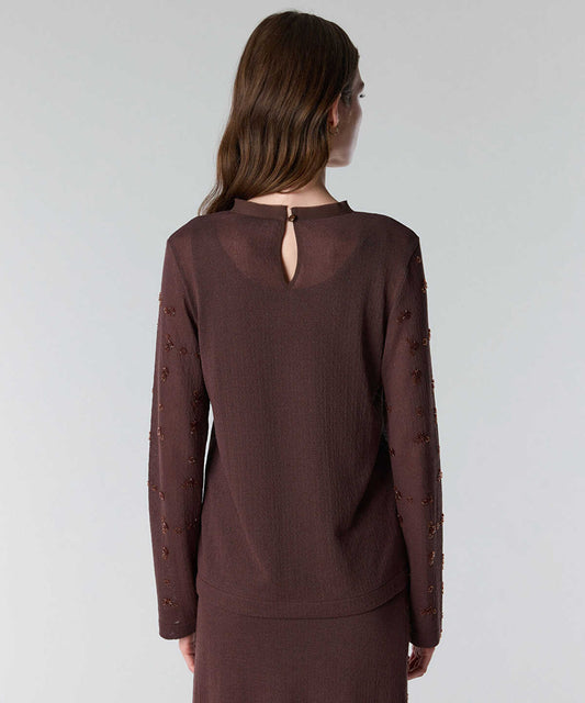 Embroidered Fine Knit Sweater