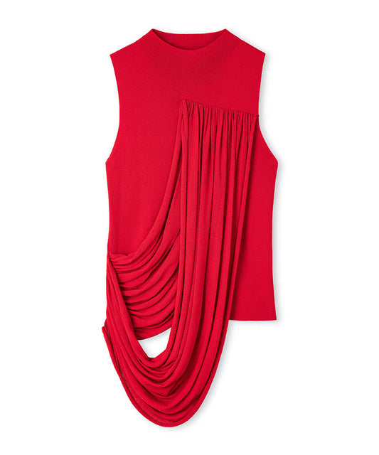 Draped High-Neck Knit Top