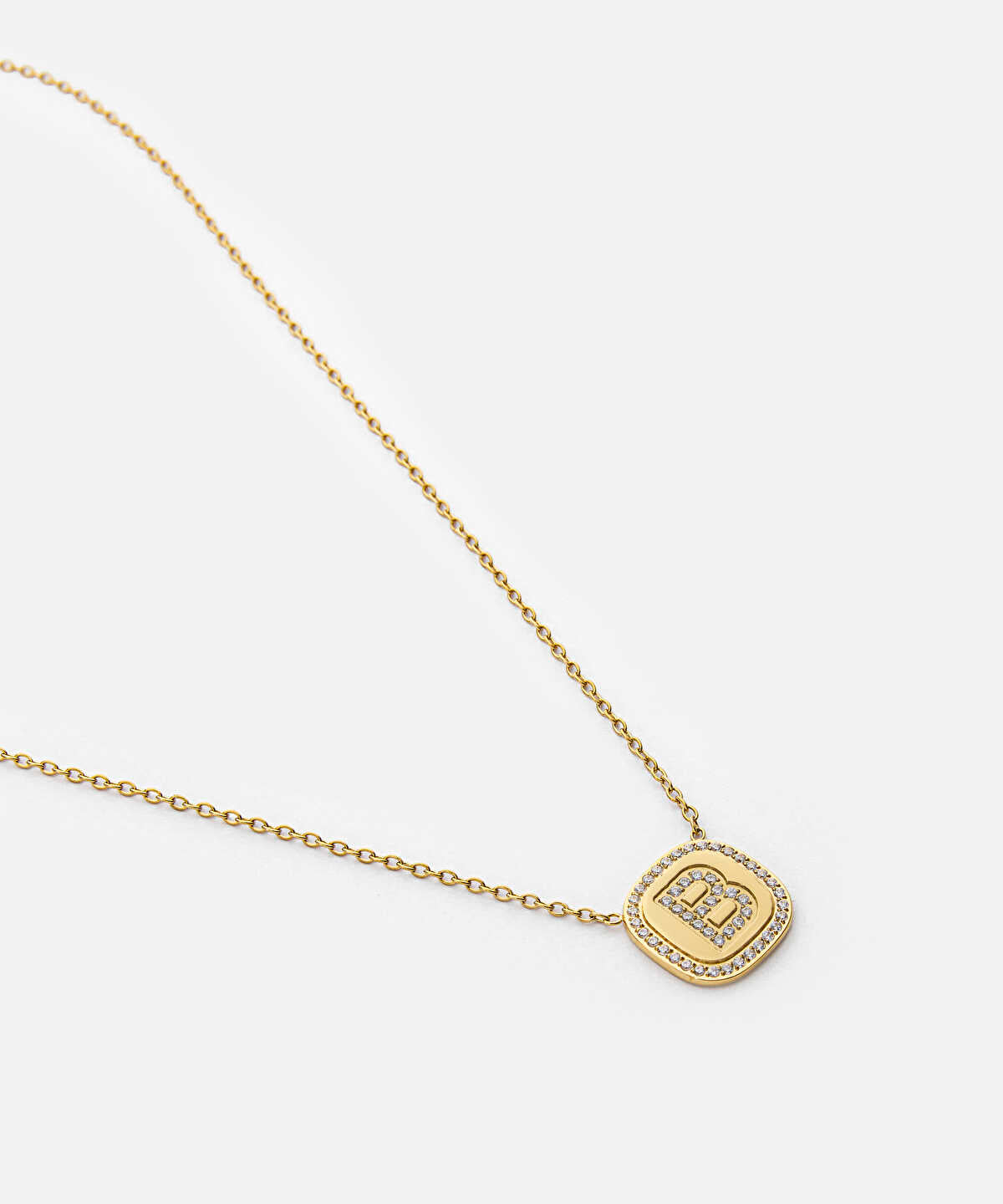 Zoomed Embellished 'B' Pendant Necklace