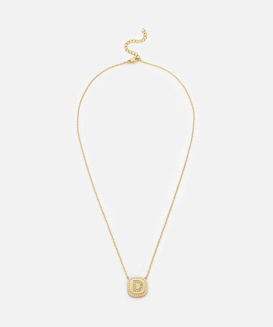 Embellished 'D' Pendant Necklace
