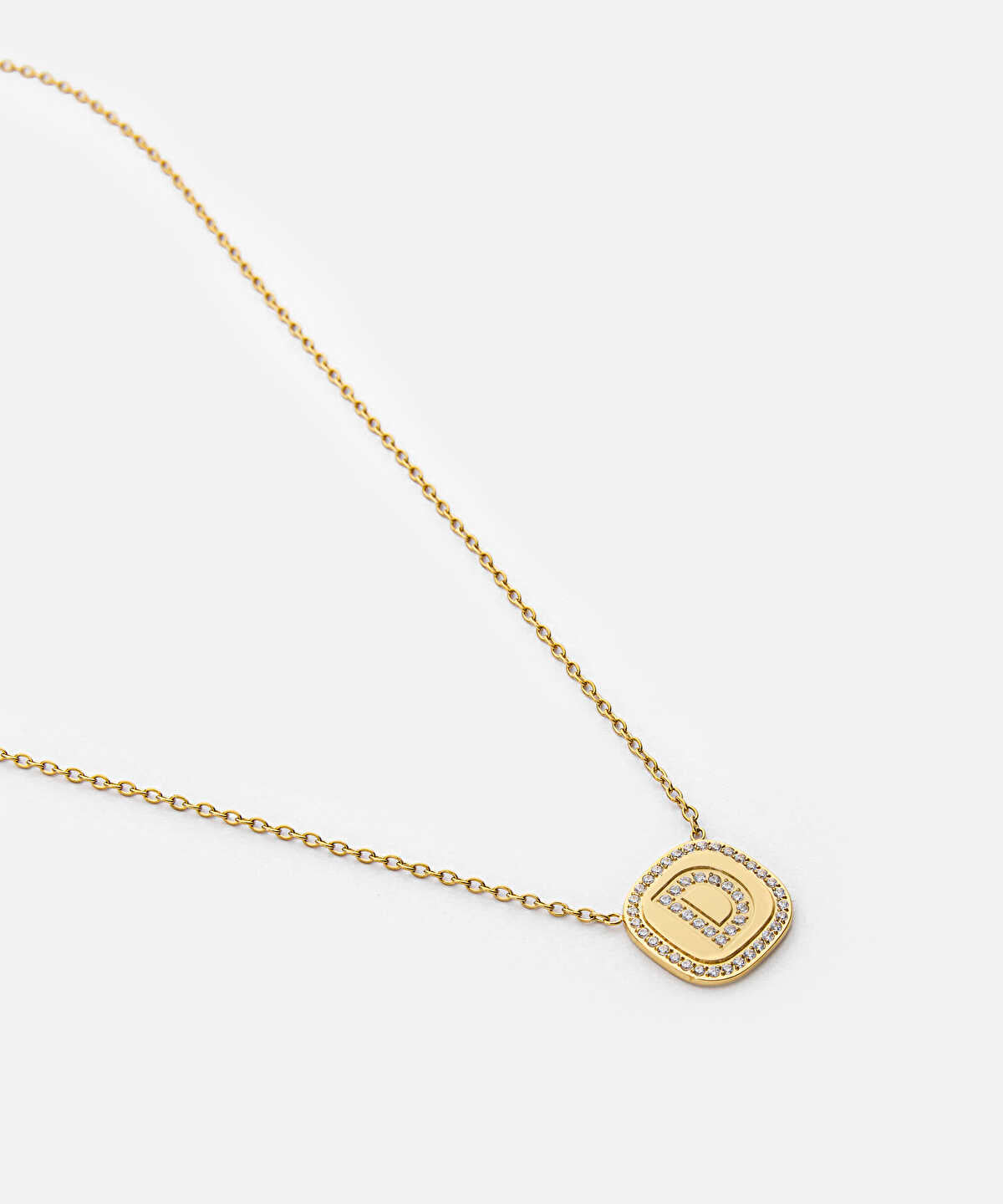 Zoomed Embellished 'D' Pendant Necklace