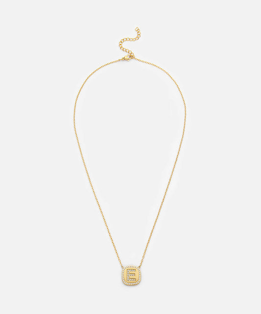 Embellished 'E' Pendant Necklace