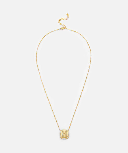 Embellished 'H' Pendant Necklace