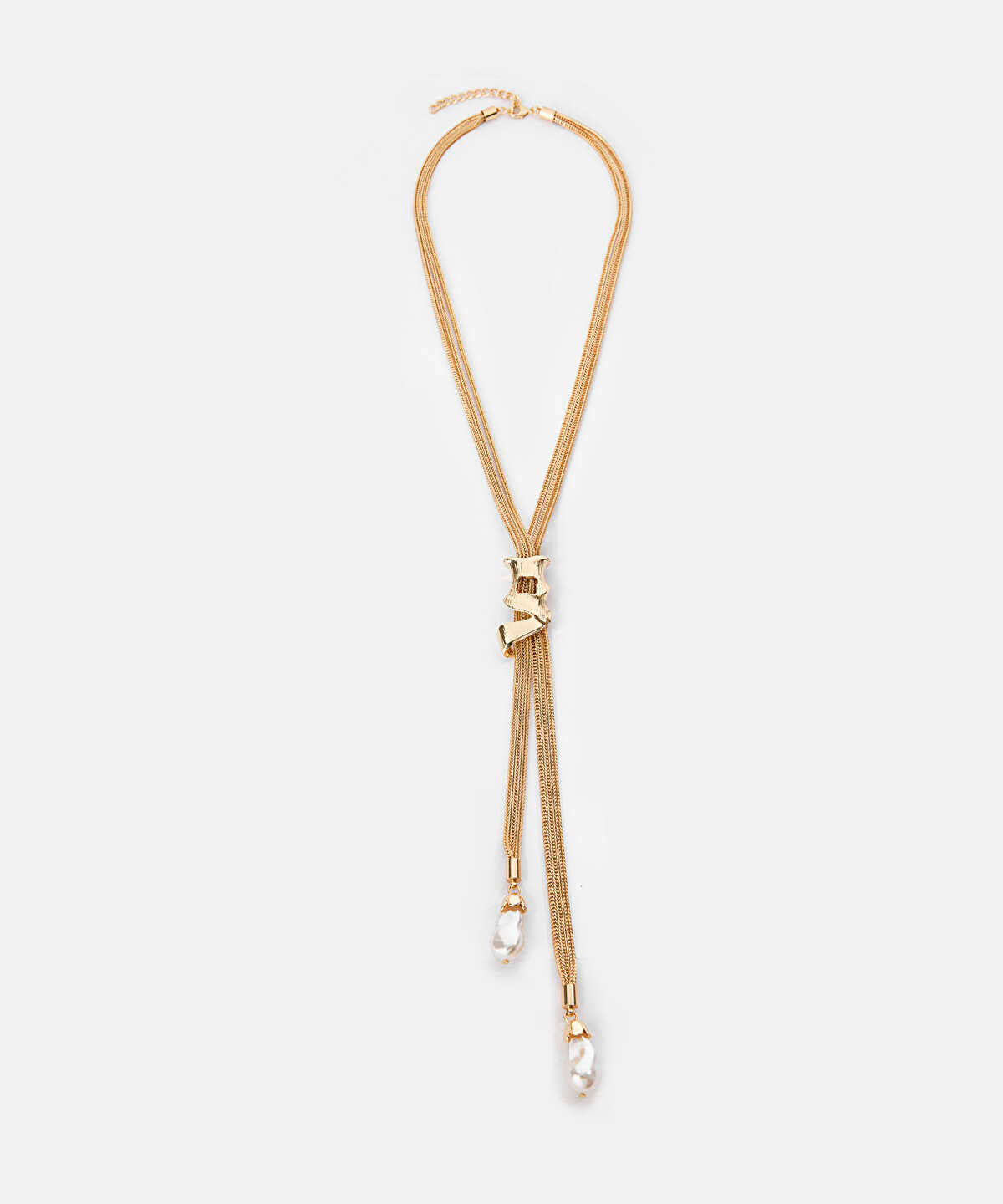 Zoomed Faux-Pearl Pendant Long Chain Necklace