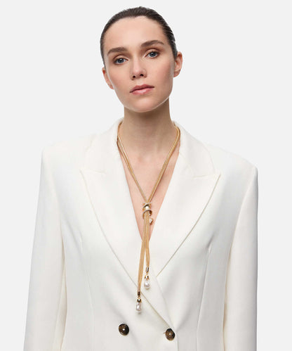 Faux-Pearl Pendant Long Chain Necklace
